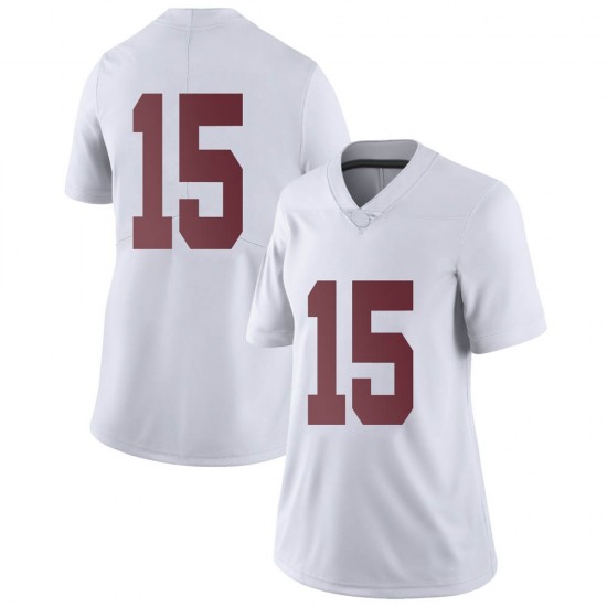 Alabama Crimson Tide Women's Eddie Smith #15 No Name White NCAA Nike Authentic Stitched College Football Jersey RK16R78UI